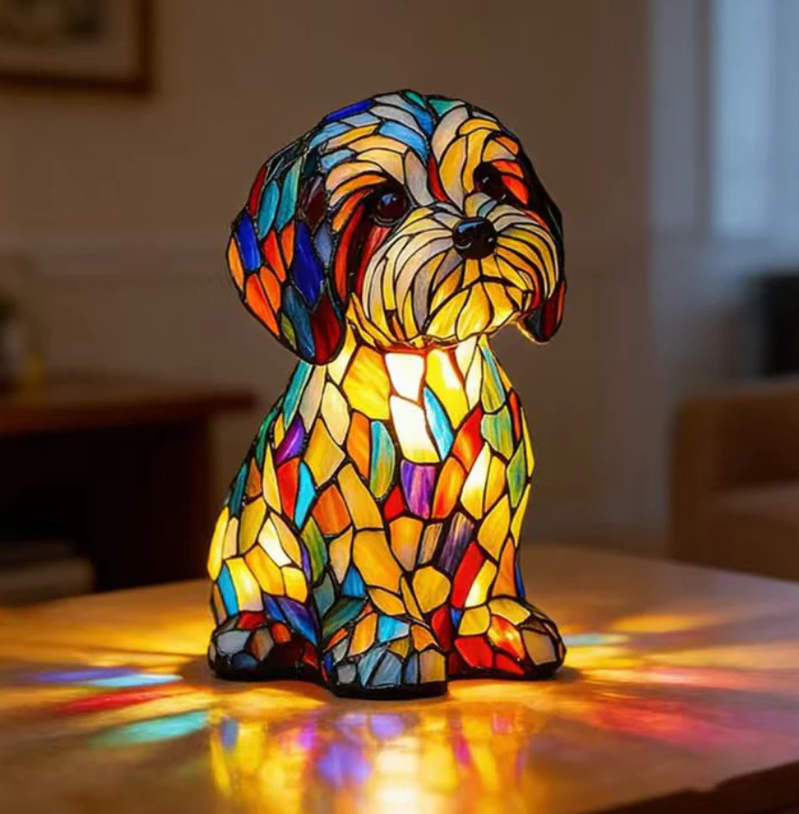 送給孫子輩最完美的節日禮物,把藝術的光芒帶回家——超精緻 3D 手工彩色玻璃小狗造型燈!