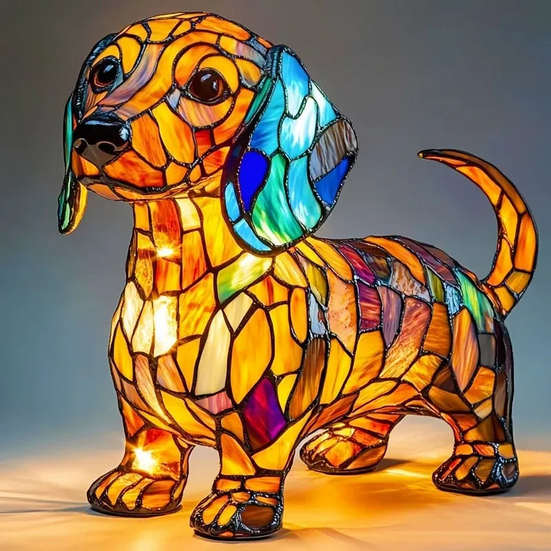 送給孫子輩最完美的節日禮物,把藝術的光芒帶回家——超精緻 3D 手工彩色玻璃小狗造型燈!
