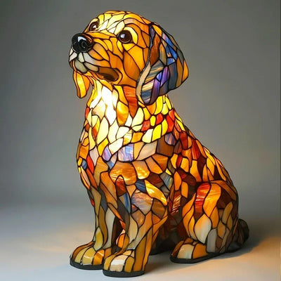 送給孫子輩最完美的節日禮物,把藝術的光芒帶回家——超精緻 3D 手工彩色玻璃小狗造型燈！