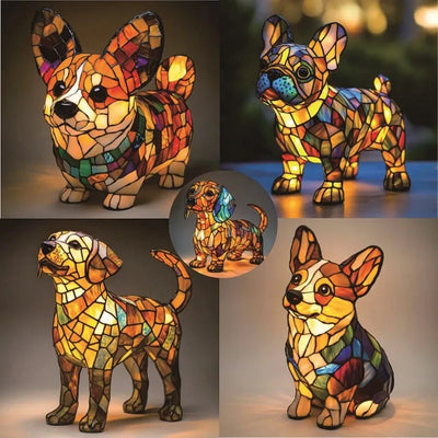 送給孫子輩最完美的節日禮物,把藝術的光芒帶回家——超精緻 3D 手工彩色玻璃小狗造型燈！