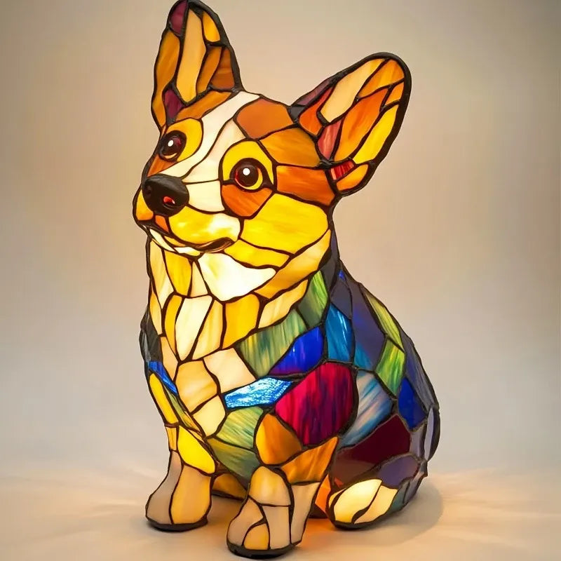送給孫子輩最完美的節日禮物,把藝術的光芒帶回家——超精緻 3D 手工彩色玻璃小狗造型燈！