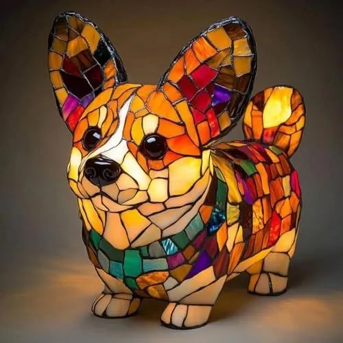 送給孫子輩最完美的節日禮物,把藝術的光芒帶回家——超精緻 3D 手工彩色玻璃小狗造型燈！